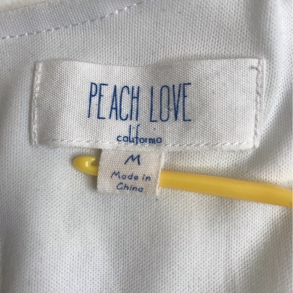 Peach Love Romper White Embroidered Gauzy Ruffle Hem Front Tie Womens Medium - Picture 9 of 16